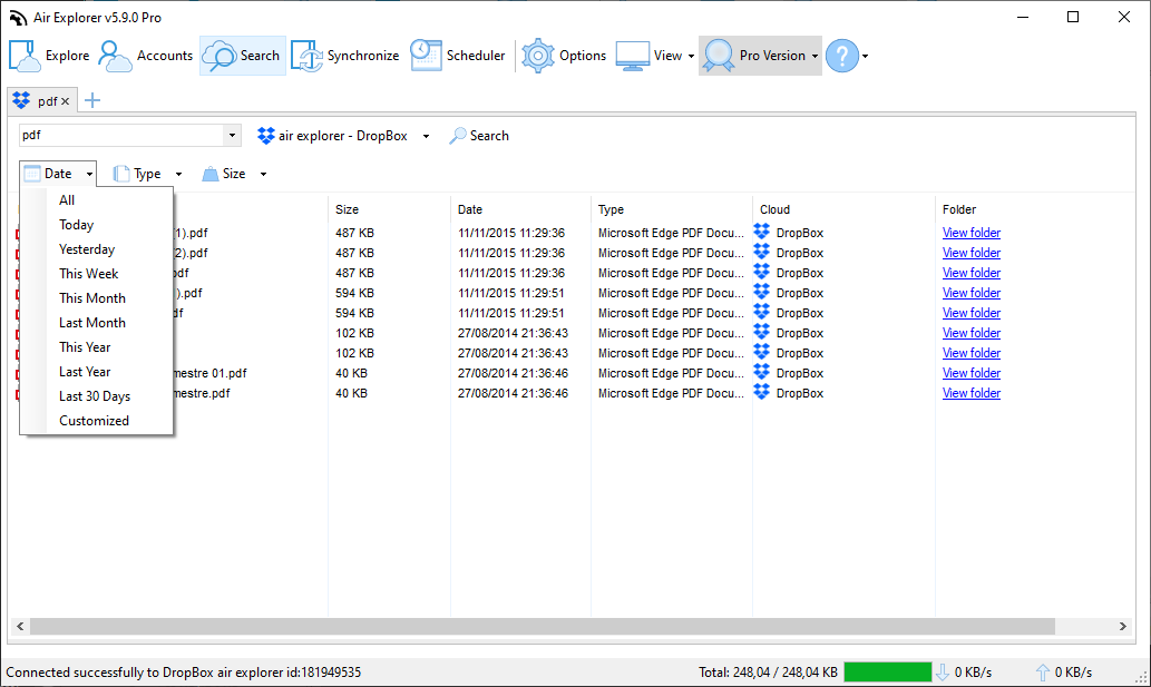 Air Explorer 日期篩選器