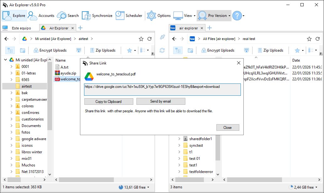 Air Explorer 分享連結生成