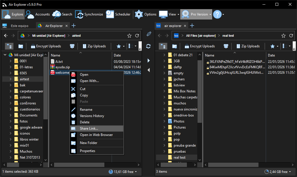 Air Explorer 右鍵分享連結
